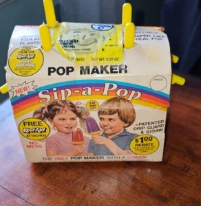 Pacchetto di paglia di limone vintage Kool-Aid Sip-a-Pop produttore di ghiaccioli congelati anni '80 - Foto 1 di 10