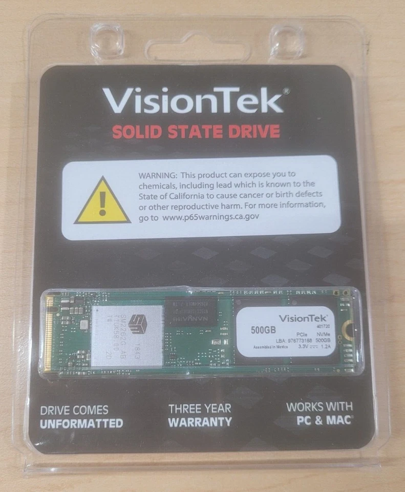 New VisionTek Solid State Drive 500GB Pro M.2 2280 NVMe PCIe P/N: 901138 - Image 1 of 2
