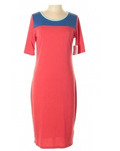 NUEVO Vestido LuLaRoe Julia Block Hasta la Rodilla Rojo Azul Real Color Elastizado Nuevo con Etiquetas Talla L - Imagen 1 de 8