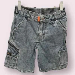 Wrangler Boys Cargo Shorts Blue Adjustable Waist Pockets Dark Wash Denim 7 - Picture 1 of 10