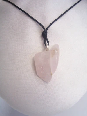 Ciondolo in ARGENTO 925 con QUARZO ROSA naturale - pendente Pietra Dura - - Immagine 1 di 4