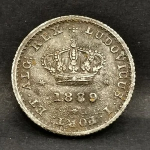 50 REIS ARGENT 1889 LOUIS Ier PORTUGAL / PATINE SOMBRE / SILVER - Picture 1 of 2