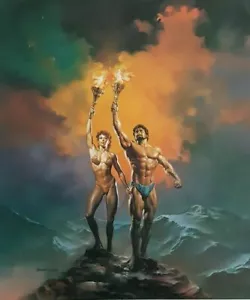 1994 Boris Vallejo Die Taschenlampe Druck Buchseite geeignet für Rahmen - Bild 1 von 2