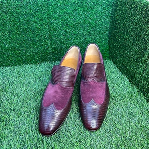 Gucci Herren Burgunderrot Wildleder/Leder Budapester Halbschuhe Gr US11 UK10 Slipper - Bild 1 von 16