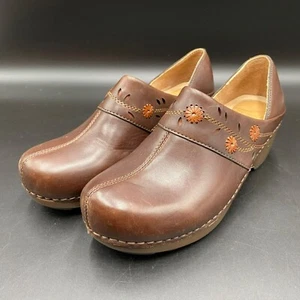 Dansko Summer Sausalito Brown Leather Clogs Women's Size 37/U.S. 7 - Picture 1 of 12