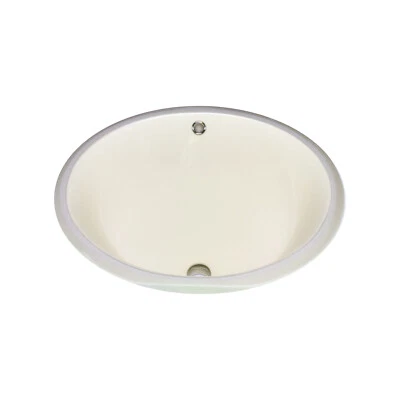 Platillo Ovalado Bajo Montaje Baño Fregadero 19-3/8" X 15-3/4" X 8-3/8" Marfil Porcelana Foto 1 de 4