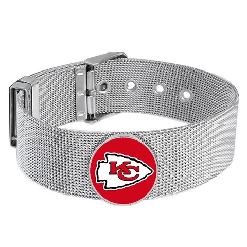 Kansas City Chiefs Mens Womens Silver Adjustable Bracelet w Gift Pkg D6 Cover