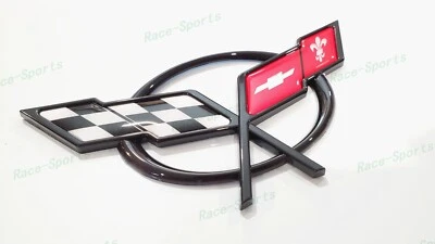 Insignia emblema banderas cruzadas tapa cubierta trasera negra 1 pieza apta para Corvette C5 1997-2004 Foto 1 de 4