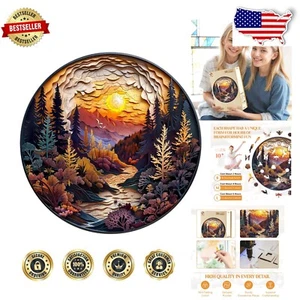 3D Sunset Forest Wooden Jigsaw Puzzle for Adults - 300 Unique Pieces Gift - Picture 1 of 9