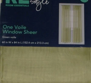 Sheer Green Voile Window Panel 84" Curtain - Picture 1 of 1