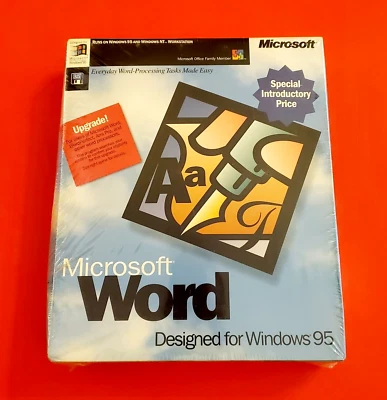 Microsoft MS Word for Windows 95 & NT Upgrade 3.5" Floppy Disks Factory Sealed! - Image 1 of 4