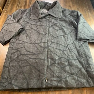 Eileen Fisher Alpaca Wool Blend Zip Coat Gray And Black Size S/M - Picture 1 of 9