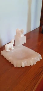 Grand vide poche Art Déco albâtre et marbre décor de glacier et oursons blancs - Picture 1 of 10