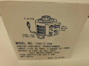 New 0-130V Variac Auto Transformer AC Variable Voltage Regulator 1DGC-0.5KM - Picture 1 of 7