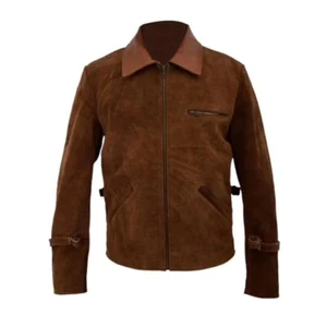 Chaqueta de cuero de gamuza para hombre Chaqueta de ajuste regular Informal Vuelo Cremallera Chaqueta Abrigo - Imagen 1 de 3