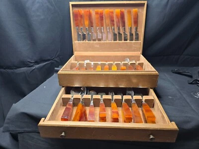 Towle  Supreme Cutlery Lucite  AMBER Flatware Service for 12 - 59 Pieces - Image 1 of 4