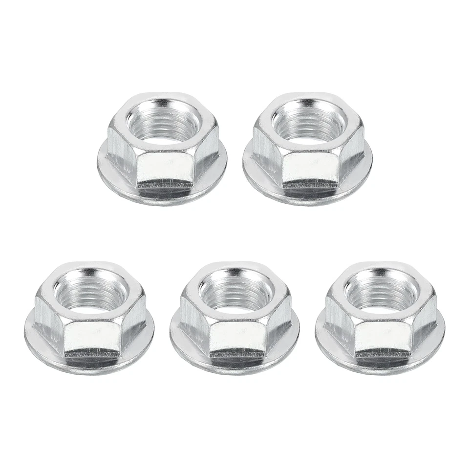 M14x1,5 mm gezahnte Flansch Sechskant-Sicherungsmuttern, 5 Stück Mutternbefestigungen, silber - Bild 1 von 4