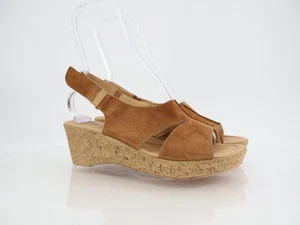 Spring Step Women's Sandal Size 41 10 Brown Suede Wedge Comfy Leather Shoe - Picture 1 of 10
