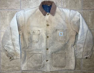 Vintage Carhartt Chore Jacket Mens Med 44/46 Blanket Lined Thrashed Distressed - Picture 1 of 12