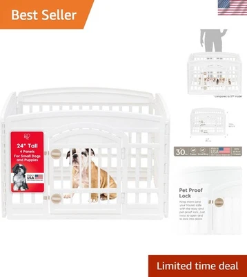 Elegante corralito blanco de 4 paneles para perros de 24" con puerta para mascotas pequeñas - Hecho en EE. UU. Foto 1 de 4