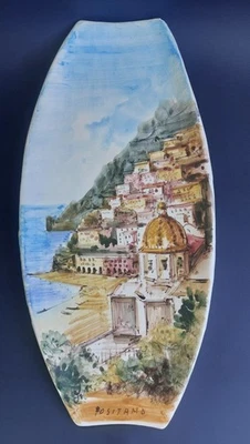 ANNI 60 POSITANO SALERNO PIATTO BISQUIT DIPINTO A MANO FIRMATO CAPOLAVORO ! - Immagine 1 di 4