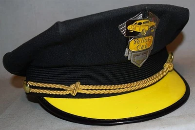 Raro -CABINA AMARILLA- De colección Chicago TAXI Conductor Uniforme de Trabajo Sombrero/Gorra con Insignia Foto 1 de 2