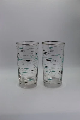 Vintage Mid-Century Libbey Atomic Fish Drinking Glasses - Image 1 of 4