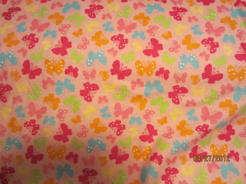 Butterfly pink baby toddler flannel sheet set  Butterflies - Image 1 of 1