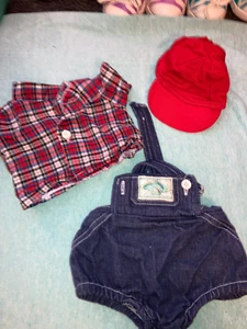 Vintage Cabbage Patch Kids/doll Clothes - Jean Short Coveralls w Hat (573) - Picture 1 of 4