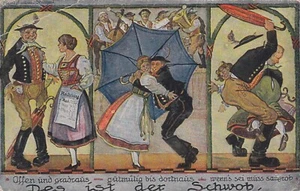 Svevia umorismo maschio femmina cartolina antico artista Baden-Württemberg 2401135 - Foto 1 di 2