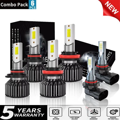 For Ford Lobo 2015-2019 Combo6 LED Headlight + Fog Light Lamp Bulbs 6500k - Image 1 of 4