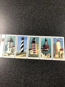 US Stamps #2474a Lighthouses - scare plate # 4 - Unfolded Booklet. - Picture 1 of 2