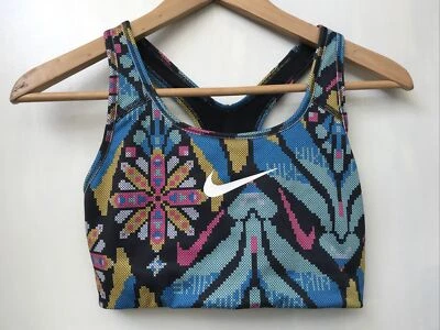 Sujetador deportivo Nike para mujer soporte medio BV3764 negro Phantom estampado por todas partes talla S Foto 1 de 3