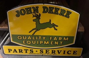 Vintage porcelain enamel John Deere quality farm 36 x 24 inch sign board - Picture 1 of 4