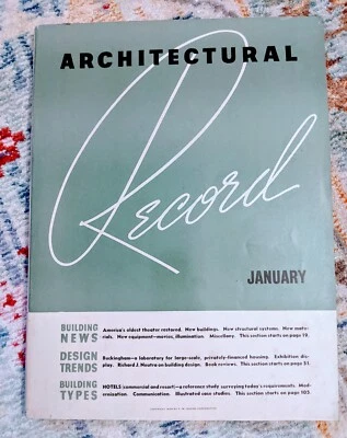 ARCHITECTURAL RECORD JANUARY ISSUE 1938 AMERICAN ARCHITECT PREWAR ERA DESIGN - Image 1 of 4