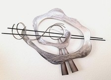 Vintage Mid Century Metal Wall Sculpture C Jere Large 44 In Signed Geometric 
