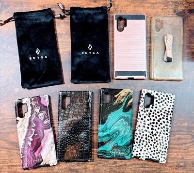 Лот из 6 чехлов для телефонов Samsung Galaxy Note 10+ и 2 бархатных сумок Burga — стильный микс - Изображение 1 из 4