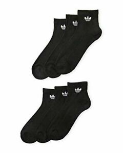 3 Pack Mens Adidas Originals Quarter Crew Socks Trefoil Logo Black or White
