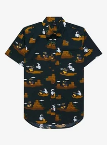 Disney Pixar WALL-E Scenic Earth Day Woven Button-Up Short Sleeve Shirt - LARGE - Picture 1 of 6