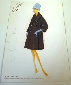 VINTAGE ITALIAN FASHION DESIGN FASHION SKETCH DESIGN 1950 1960 60S 50S SKETCH - Picture 1 of 2