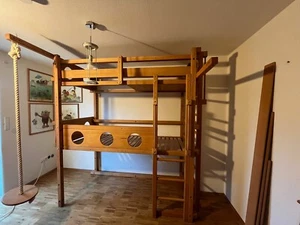 Billi-Bolli Etagenbett, Studentenbett, Hochbett mitwachsend, Stockbett, Piraten - Bild 1 von 15