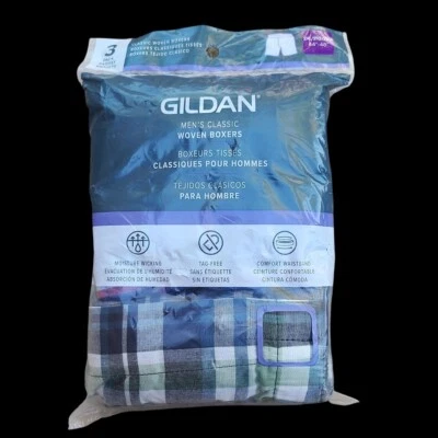 Gildan Men's 2XL (44"-46") Classic Woven Boxers 3 Pack Moisture Wicking - Image 1 of 4