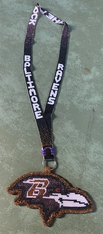 Baltimore Ravens Hand Beaded Lanyard and Logo Cover