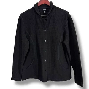 Vintage Eileen Fisher Textured Thermal Waffle Knit Button Up Barn Coat - Picture 1 of 9