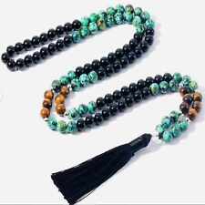 8mm Natural knot Tiger's Eye Turquoise agate beads necklace Diy Classic Elegant