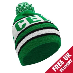 Celtic Bobble Hat Green, White & Black Adult Size- Football Gift - Picture 1 of 7