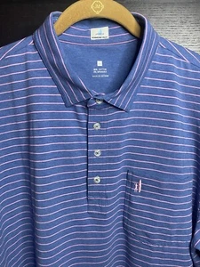 Johnnie-O Hanging Out Polo Shirt Men Size XXL Blue Striped 95% Cotton 5% Spandex - Picture 1 of 9