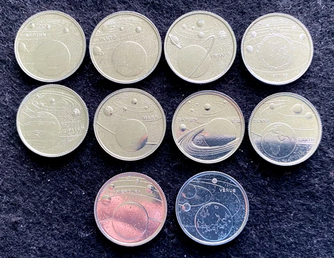 Turkey 10 Coins Set Planets Solar System 1 Kurus Commemorative UNC World Coins Cover
