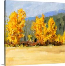 Golden Aspen Trees II Canvas Wall Art Print, Tree Home Decor