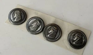 Vintage 4 X Egyptian Revival Egypt Pharoah Head 22mm Silver Chrome Buttons - Picture 1 of 6